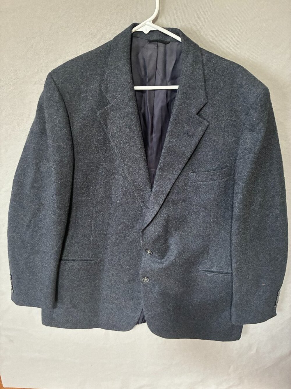 Vintage Perry Ellis for Kaps 46S Gray Wool Mens Blazer Jacket Sport Coat Classic